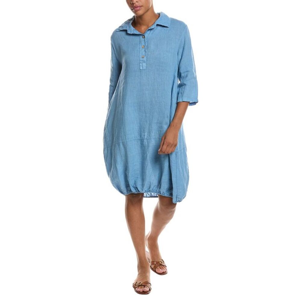 Persaman New York Womens Linen Midi Dress, Navy